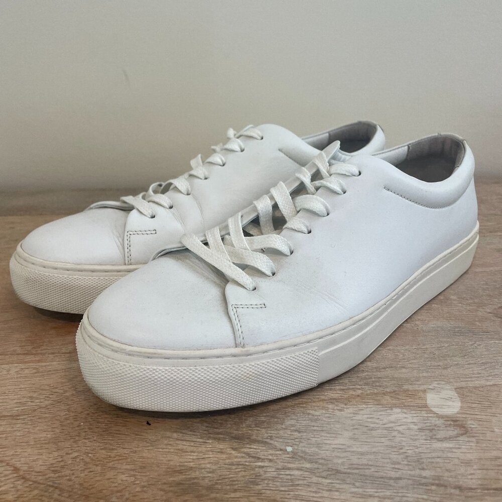 Wolf & Shepherd Men's White Leather Glider Casual Sneakers 10184 D Size 9.5